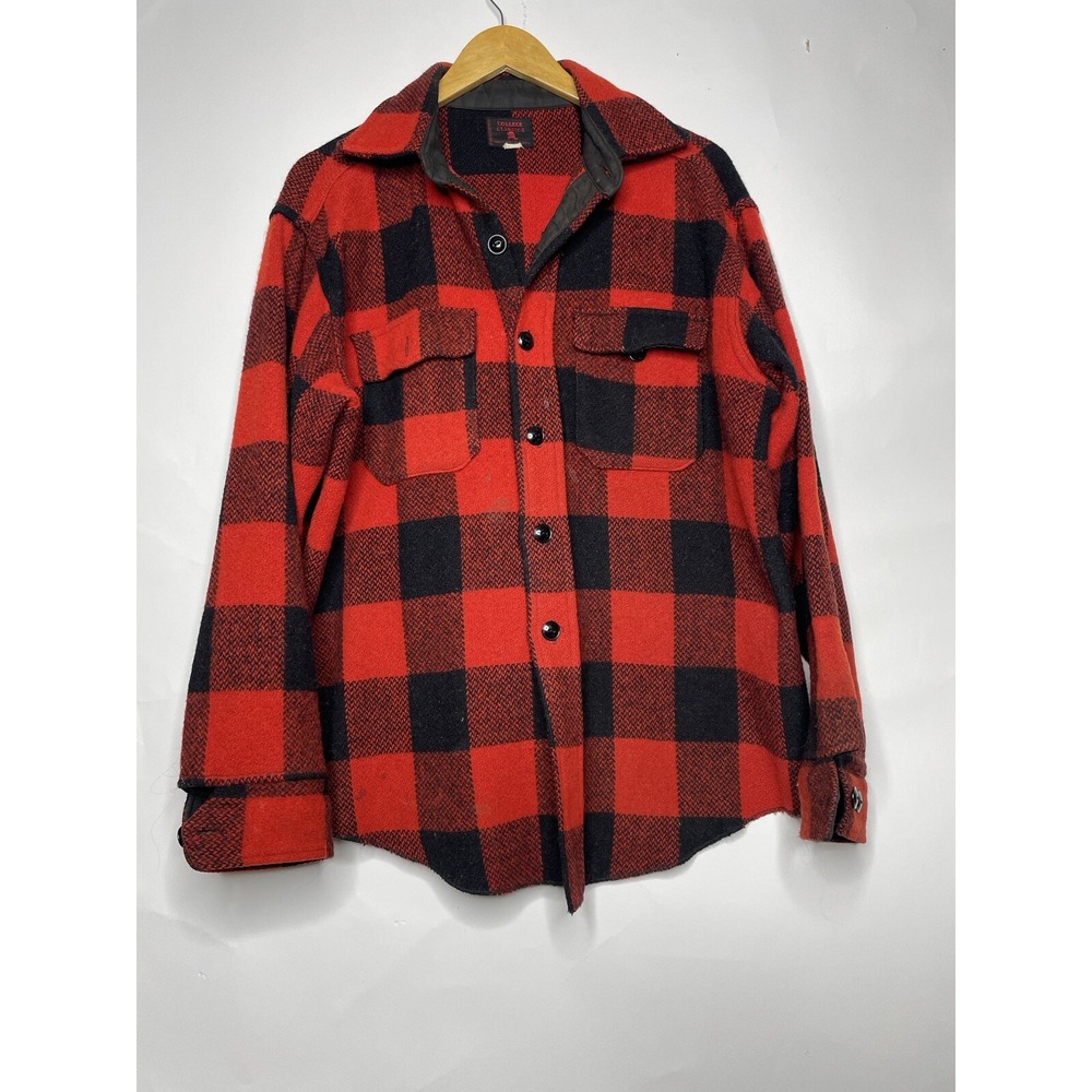 Vintage College Classics Wool Buffalo Plaid Button Down Flannel‎ Size Large